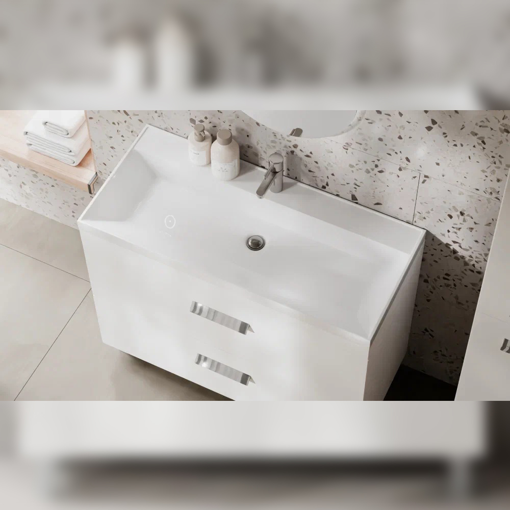 Тумба с раковиной напольная Velvex Orlando tn.ORL.CLA.100.2Y белый матовый, 100 см