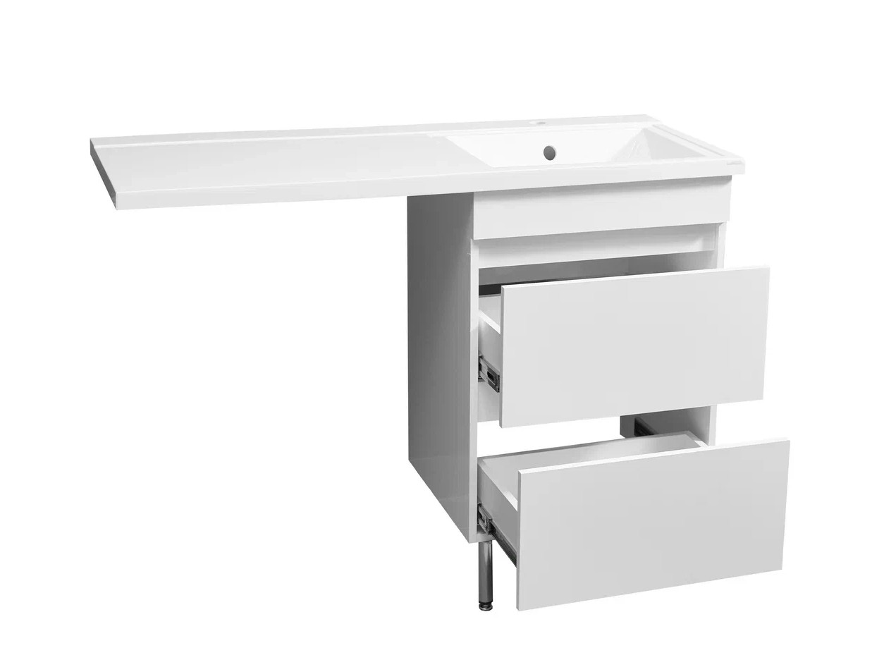 Тумба напольная Stella Polar Мадлен 110 с раковиной Мадлен 110, R 2 ящика, белый