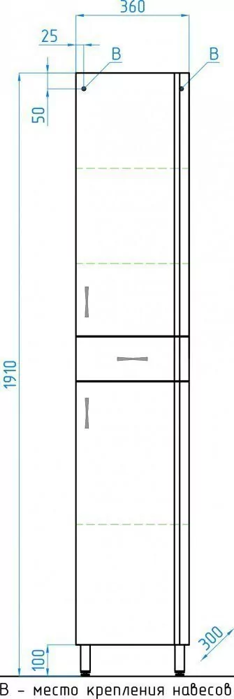 Пенал Style Line Стандарт 36 R напольный, белый