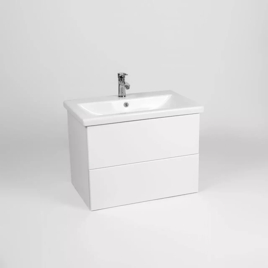 Тумба подвесная Viant София 60 с раковиной Como 60, два ящика, белый