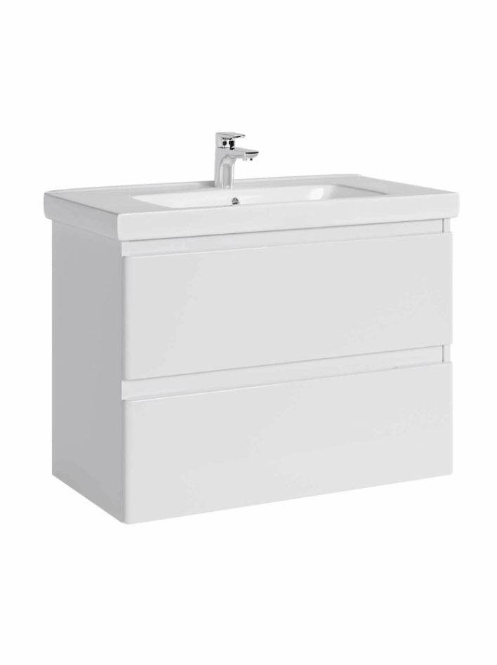 Тумба подвесная SanStar Riana 80 с раковиной Гармония 80 (комплект), белая