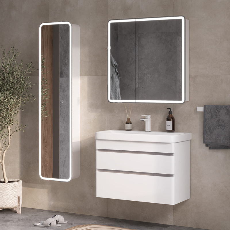 Зеркальный шкаф EQUIL Soldi LED 80 свет, белый софт