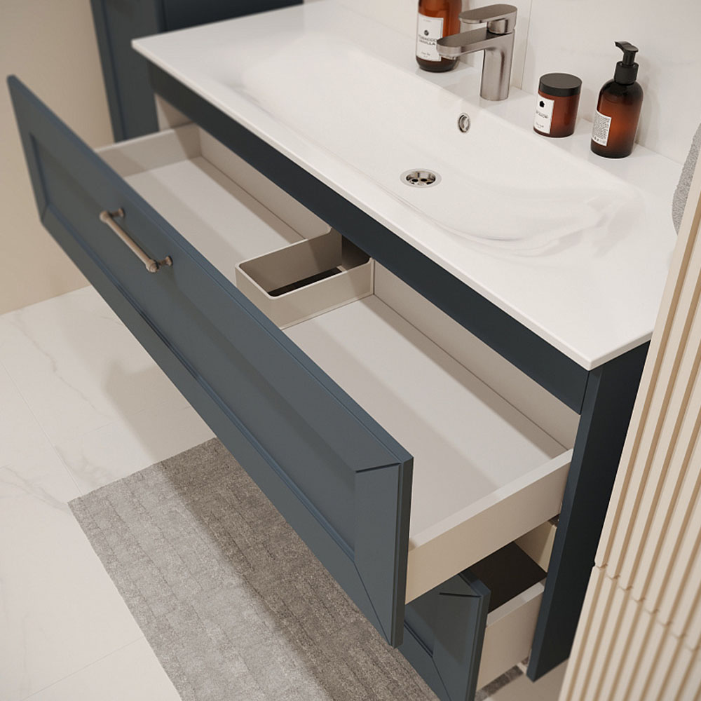 Тумба с раковиной подвесная (120 см) Terminus Victoria VIC101202703101O, серый шёлк, ручки черный