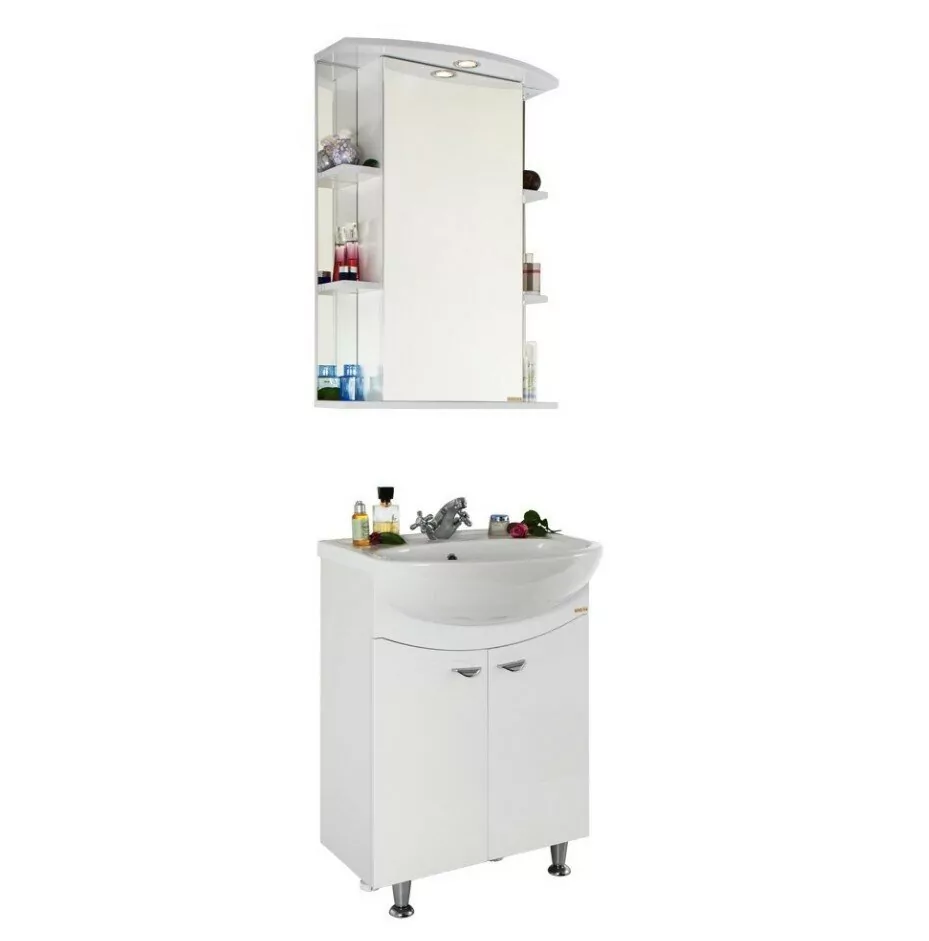Тумба напольная Vod-ok Эльба 60 с раковиной Уют 60, белая