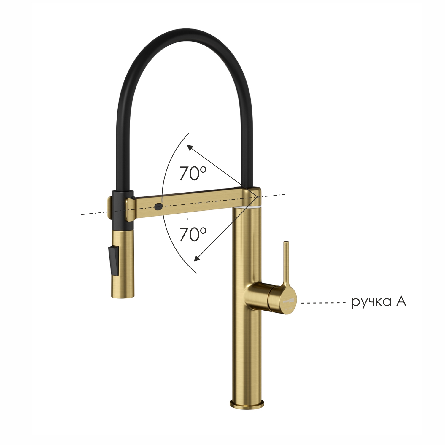 Сенсорный смеситель для кухни с гибким изливом WasserKraft A8887 матовое золото