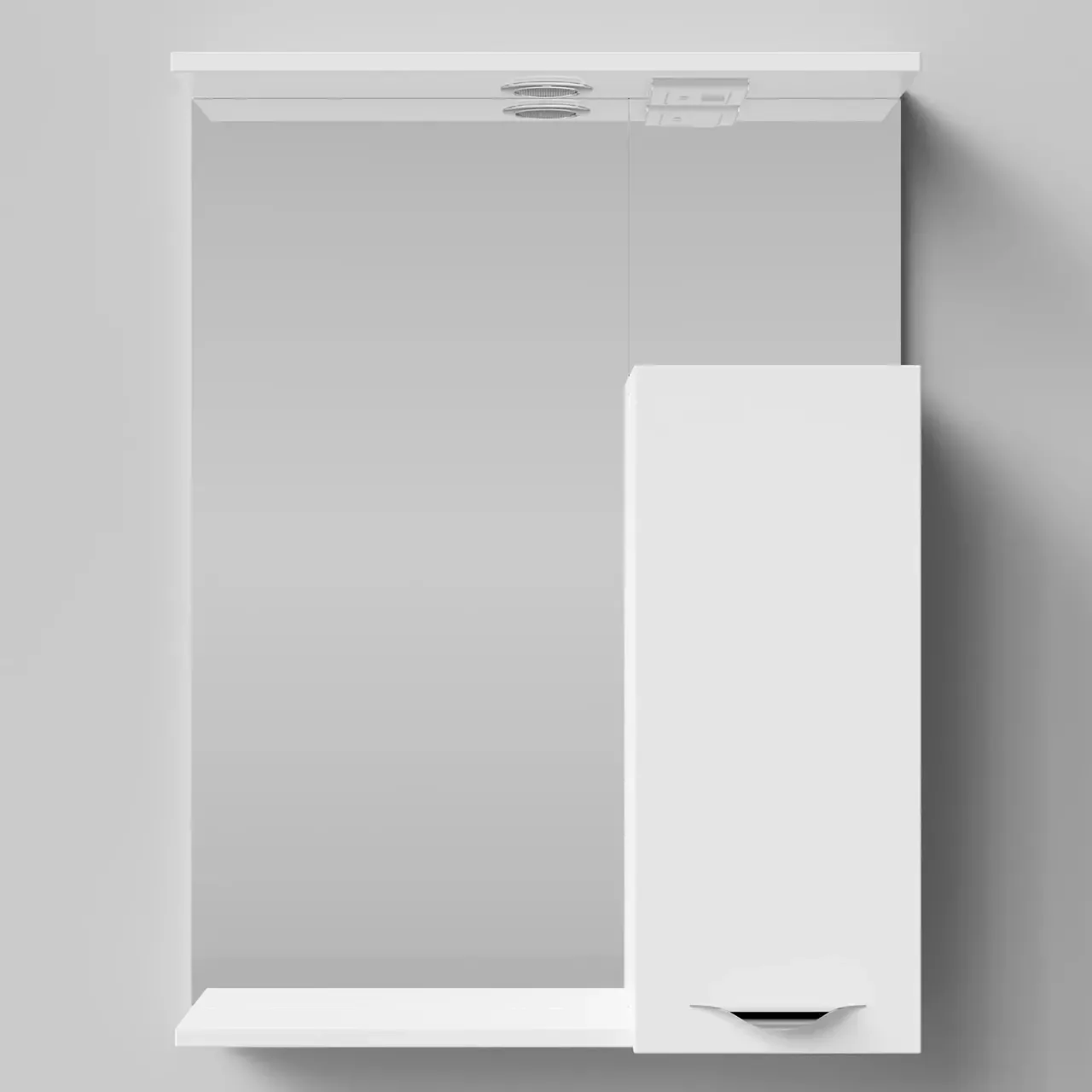 Зеркало со шкафчиком Vod-ok Марко 60 R, свет, белый + 13 цветов, ручка хром или черный