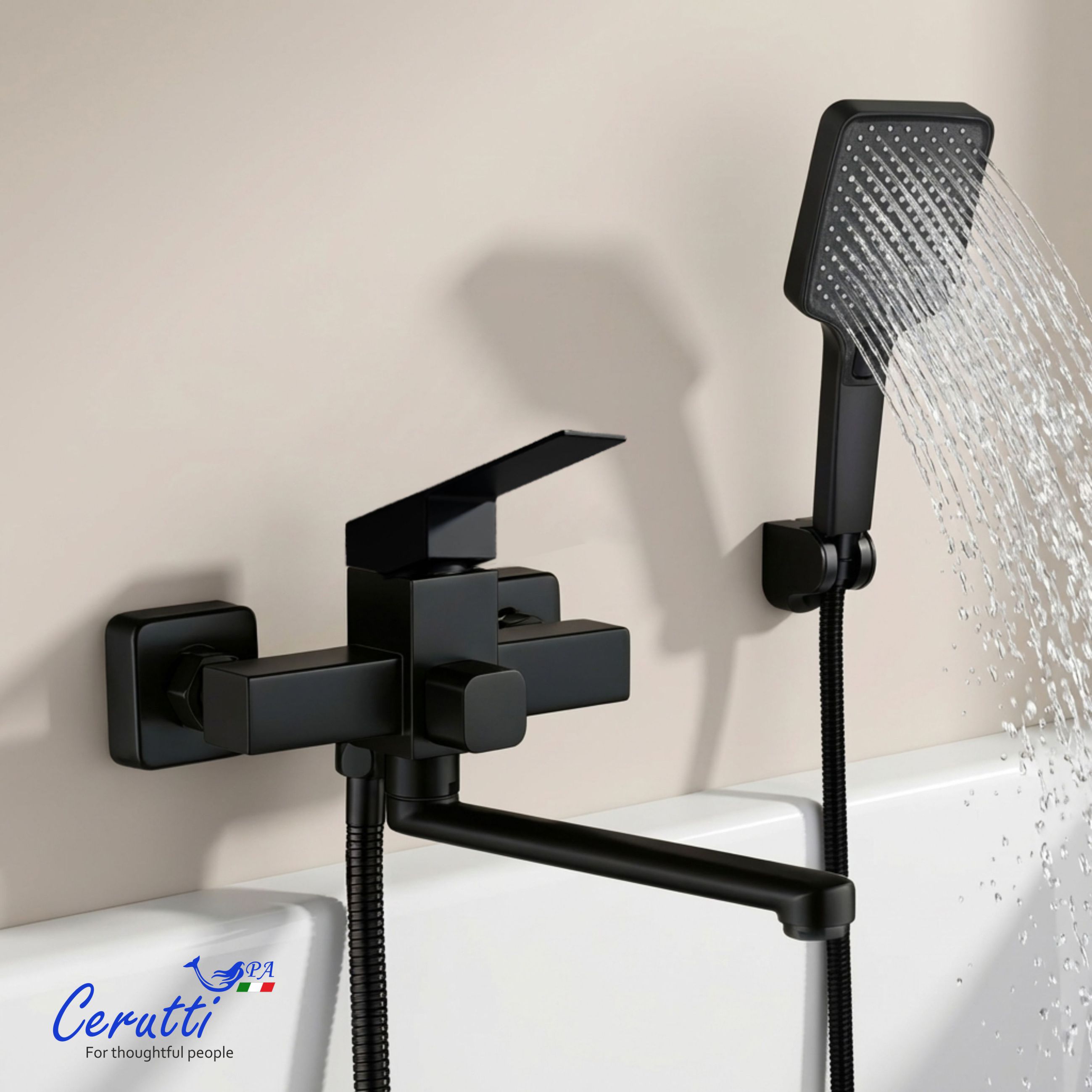 Смеситель для ванны Ceruttispa Клелия VXLMB (CLELIA VXLMB) из нержавеющей стали, цвет черный матовый
