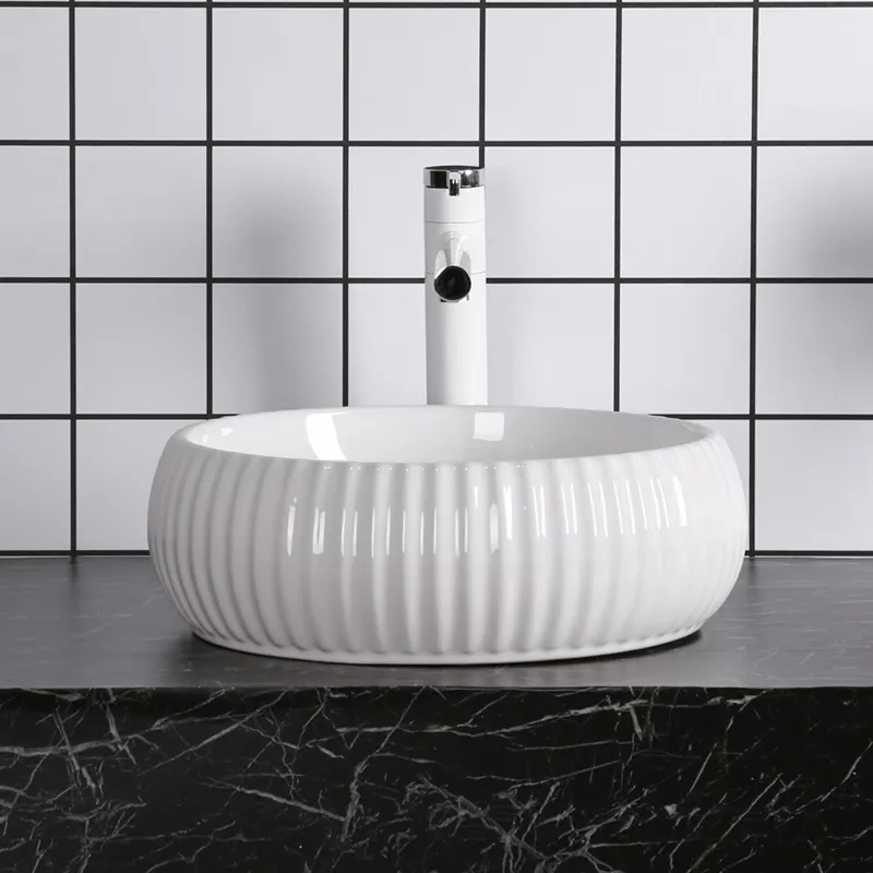 Раковина Cerutti Spa CR0007 накладная, белая, круглая, ребристая 405х405х130