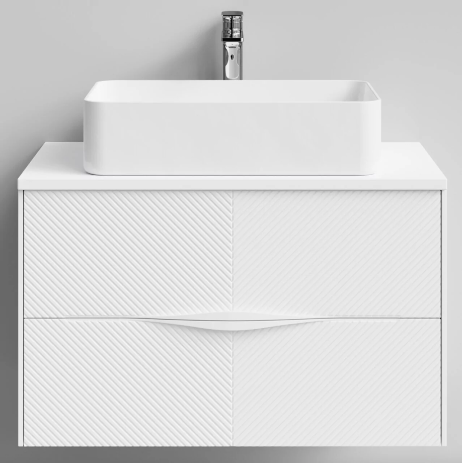 Тумба подвесная Vod-ok Липс 80 с раковиной Олимпия 560, белый + 7 цветов