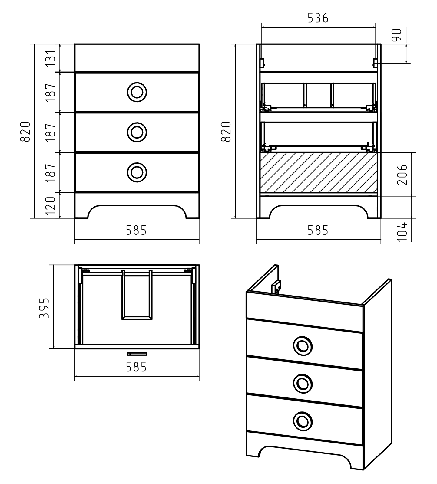 Тумба с раковиной Misty Лейла 60 белый