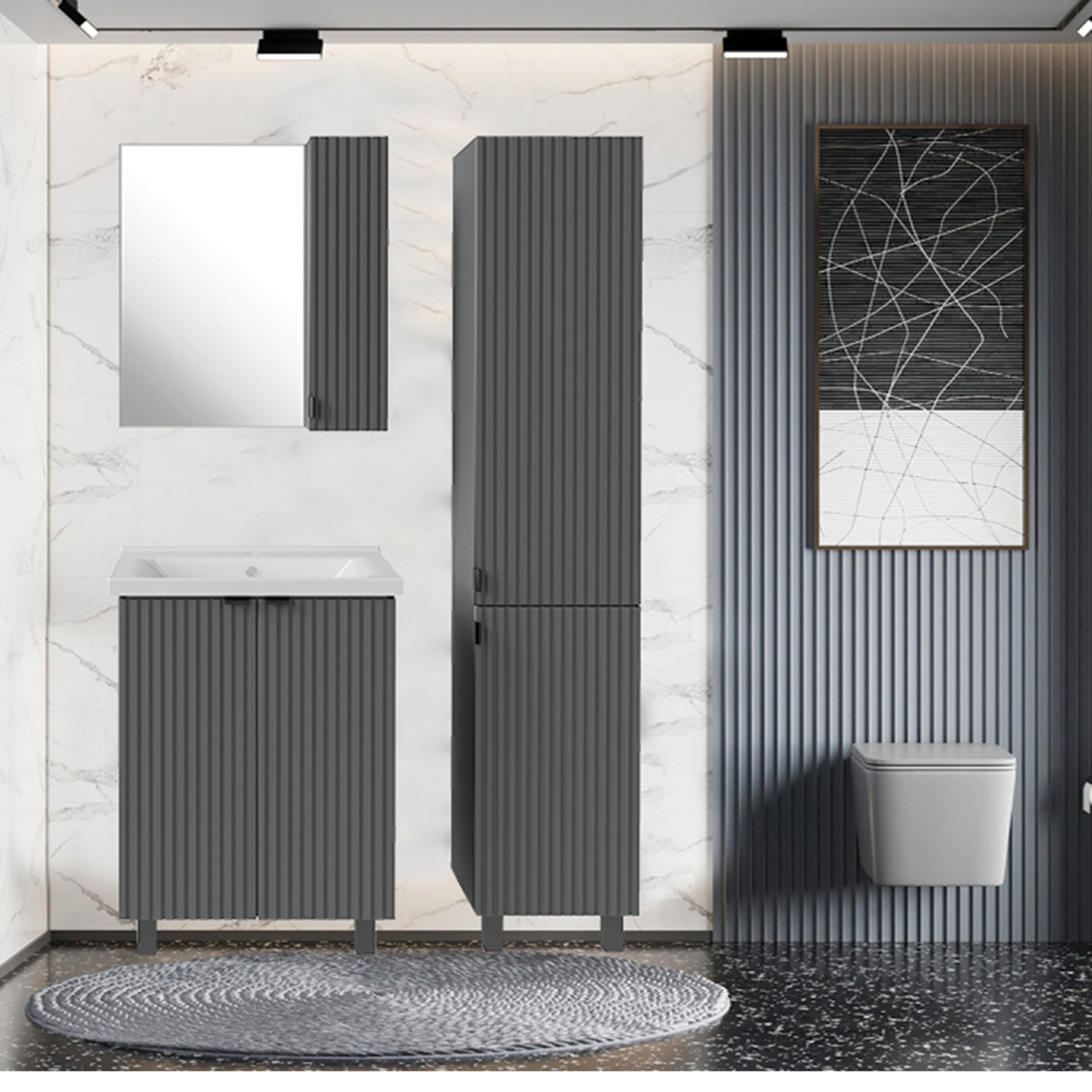 Мебель для ванной Асб-мебель Дора 60 комплект, напольный, grey