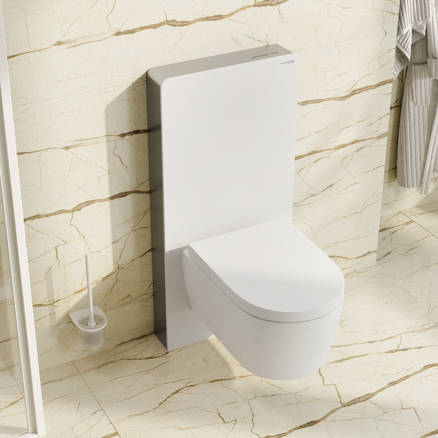 Инсталляция WasserKraft Naab 86TLT.040.SE.WH для подвесного унитаза, пристенный модуль, с сенсорным механизмом смыва