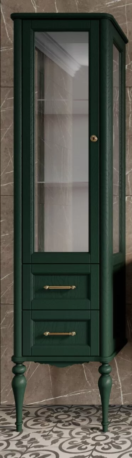 Пенал напольный ValenHouse Эстетика 50 R витрина, зеленый, золото