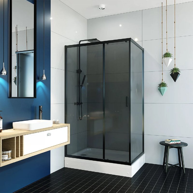 Душевой уголок Alex Baitler AB14120B2 120х90 квадратный, без поддона, тонированное стекло, профиль черный