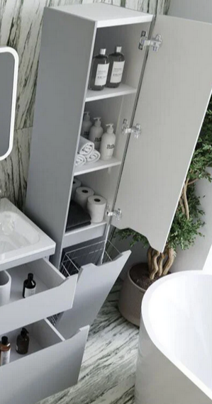 Пенал Style Line Марелла 30 L напольный, с корзиной, серый