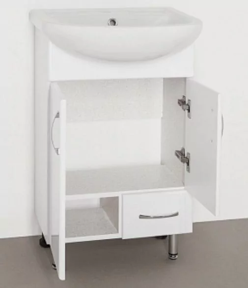Тумба Style Line Эко Стандарт №10 50 с раковиной Ладога 50 напольная, белая