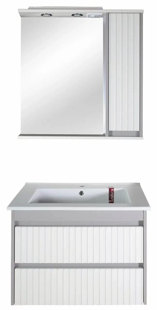 Тумба с раковиной Асб-мебель Мирано 85 подвесная, слоновая кость/шиншилла серая