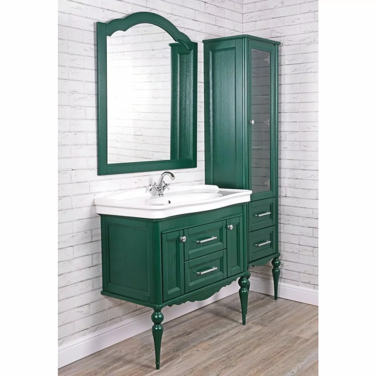 Мебель для ванной ValenHouse Эстетика 100, комплект, напольный, зеленый, фурнитура хром