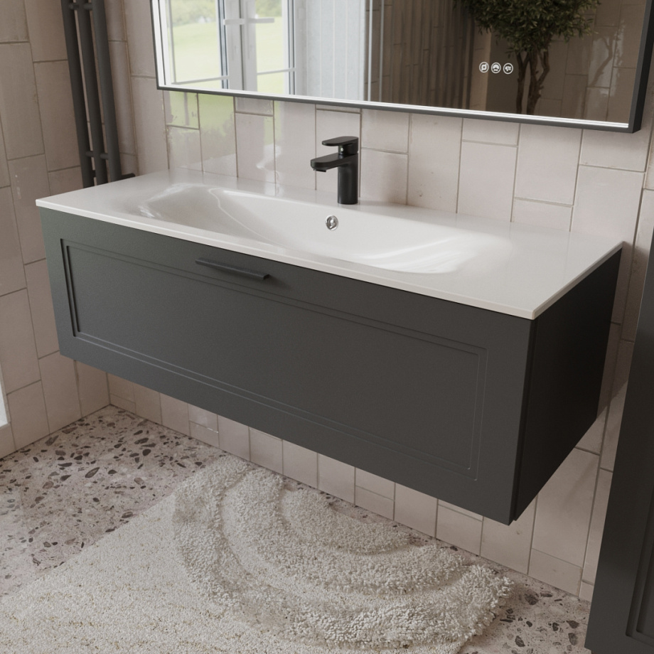 Тумба с раковиной подвесная (120 см) Terminus Classik CLA101201701601O, графит