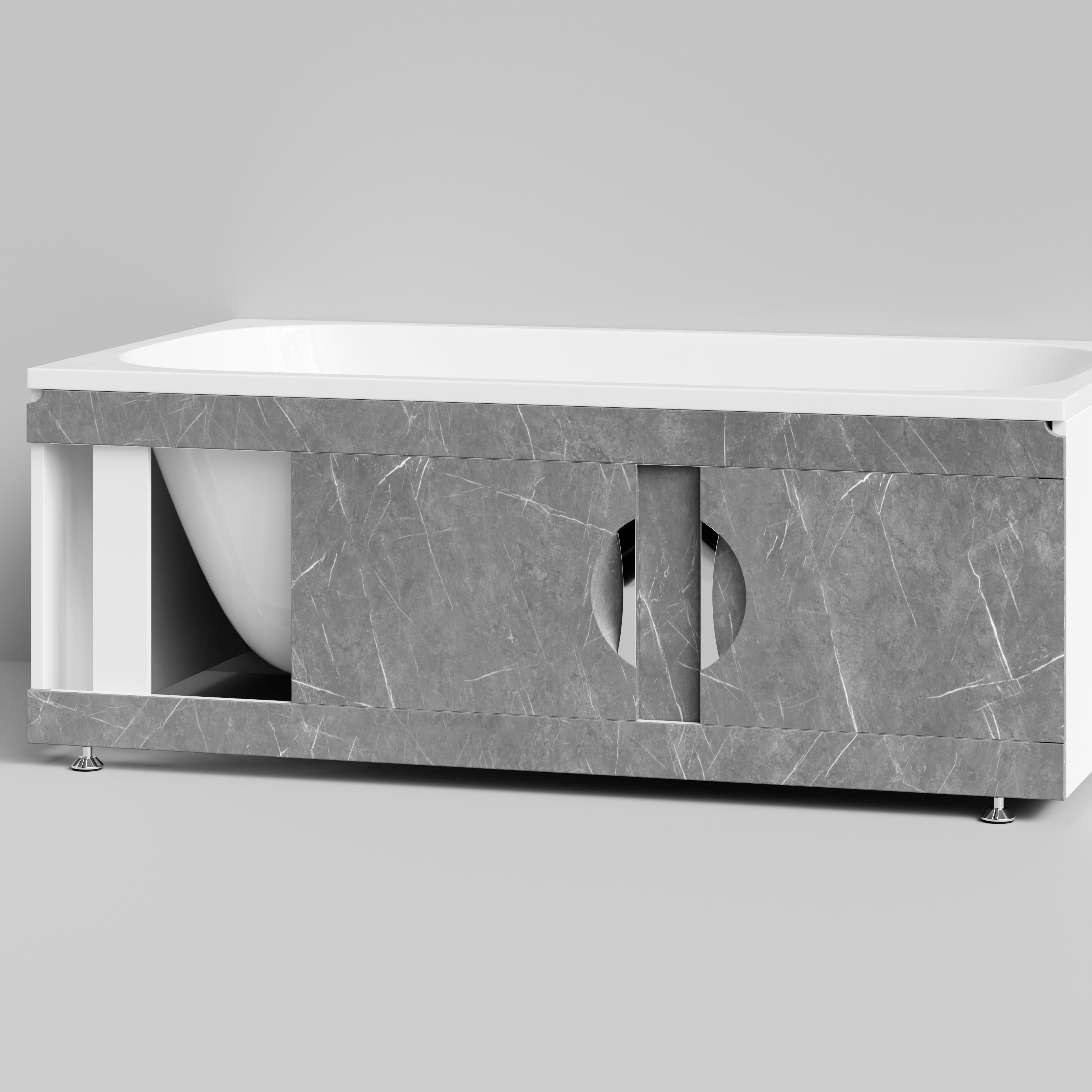 Экран под ванну Vod-ok Топ 150 раздвижной Мрамор Серый софт тач