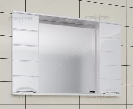 Зеркало со шкафчиком Санта Родос 100 свет, белый