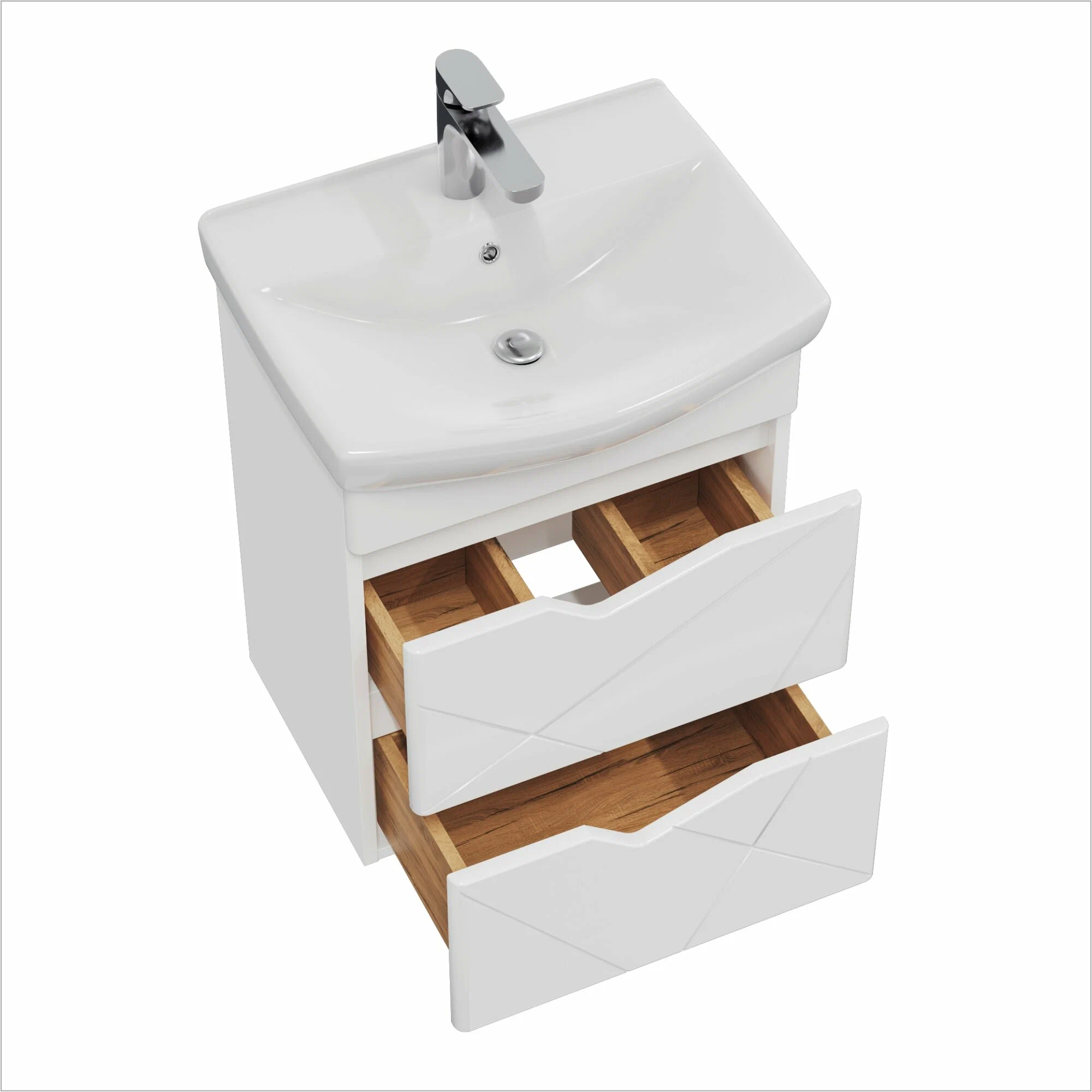 Тумба подвесная SanStar Линни 55 с раковиной Клермонт 55, белая