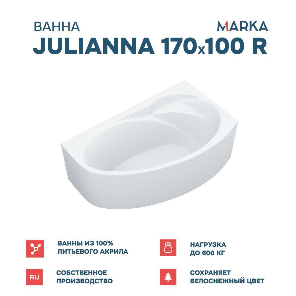 Ванна 1Marka JULIANNA 170*100 R Комплект Стандарт 2