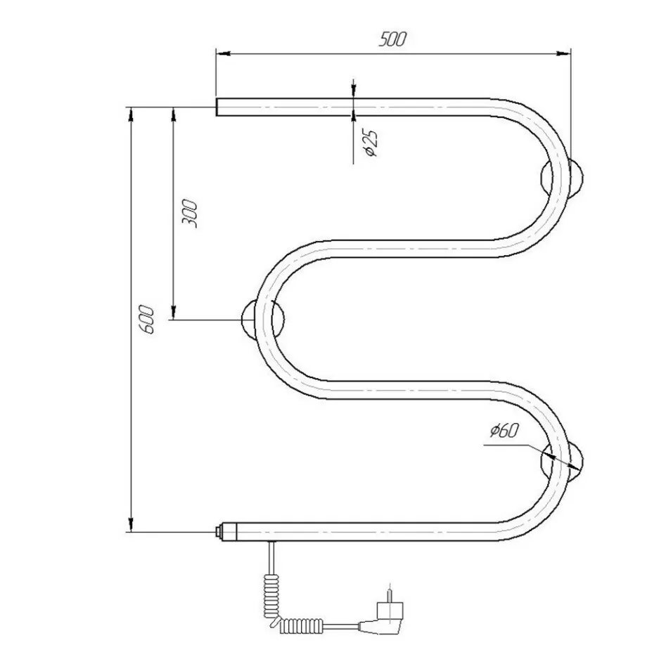 Полотенцесушитель электрический Domoterm 107-25 60х50 L левый