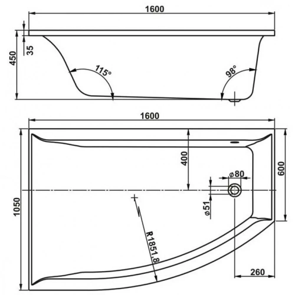 Ванна акриловая VagnerPlast Veronela  offset160x105x45 L левая от магазина Vanna-Vanna.ru!