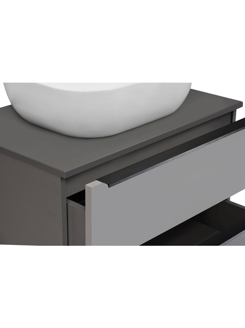 Тумба подвесная Runo Мальта 70 под накладную раковину, темно-серый/серый