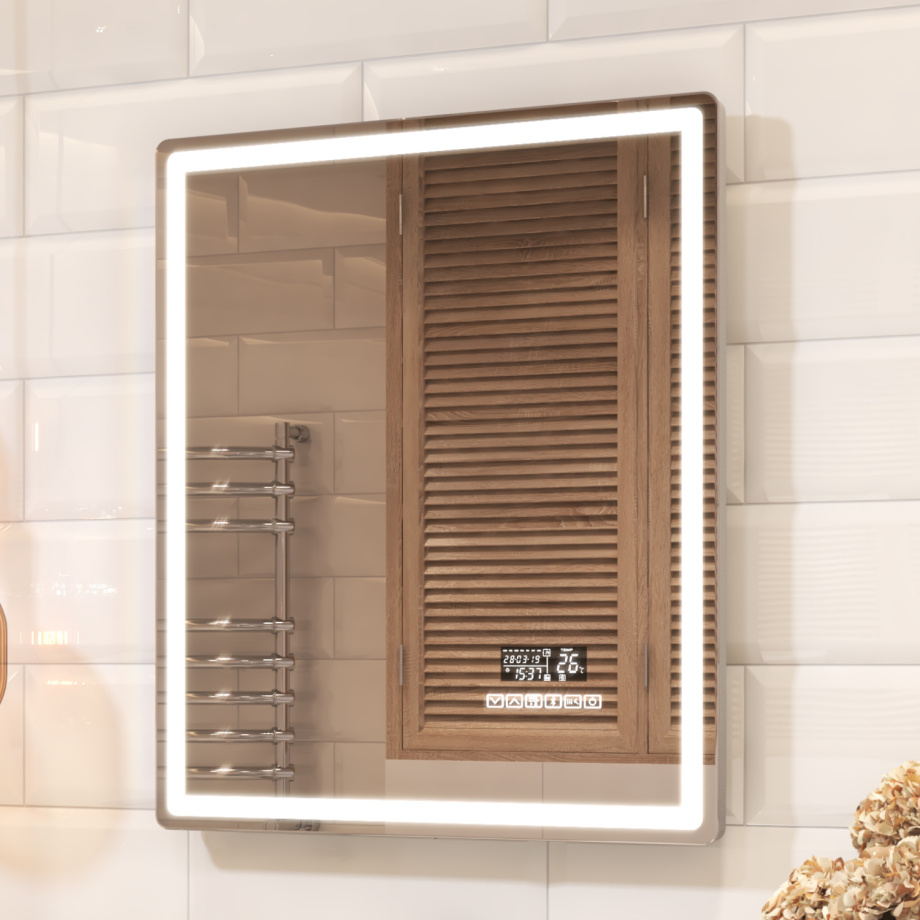 Зеркало Vigo Geometry Media 60 свет, сенсор, часы, антизапотевание