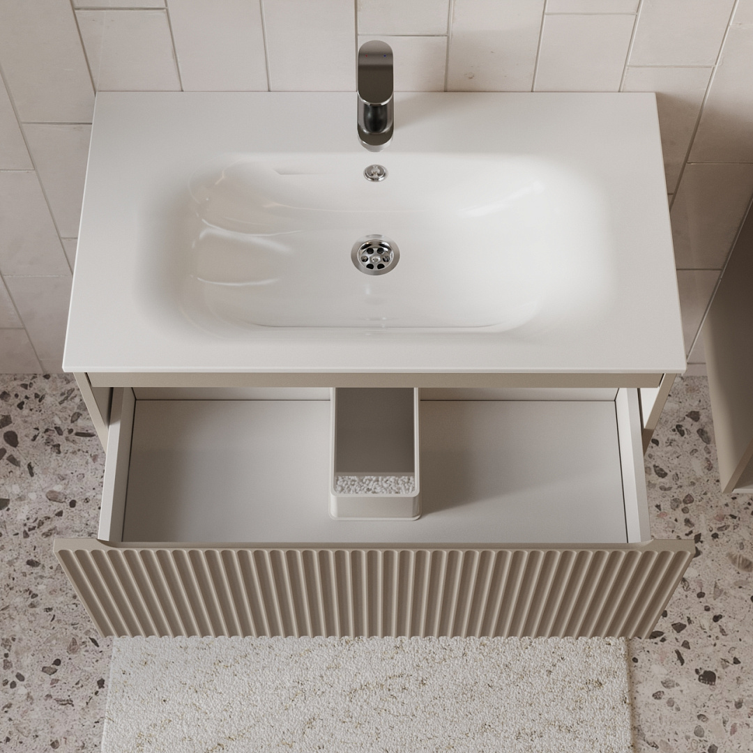 Тумба с раковиной подвесная (80 см) Terminus Sicilia SIC10801200501O, капучино