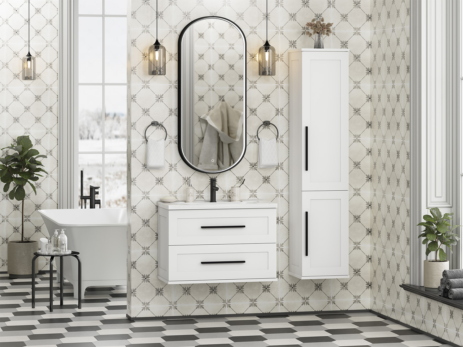 Тумба с раковиной Misty Модерн 80 подвесная, белый