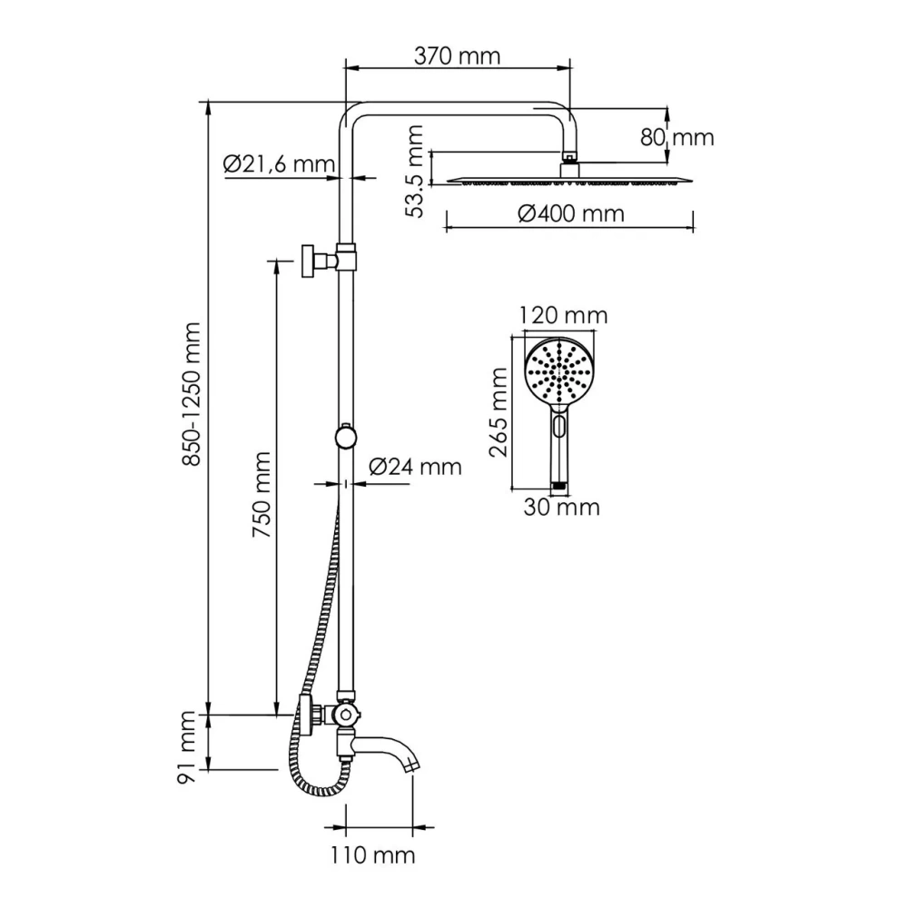Душевая стойка WasserKraft A188.117.127.010.CH Thermo хром от магазина Vanna-Vanna.ru!