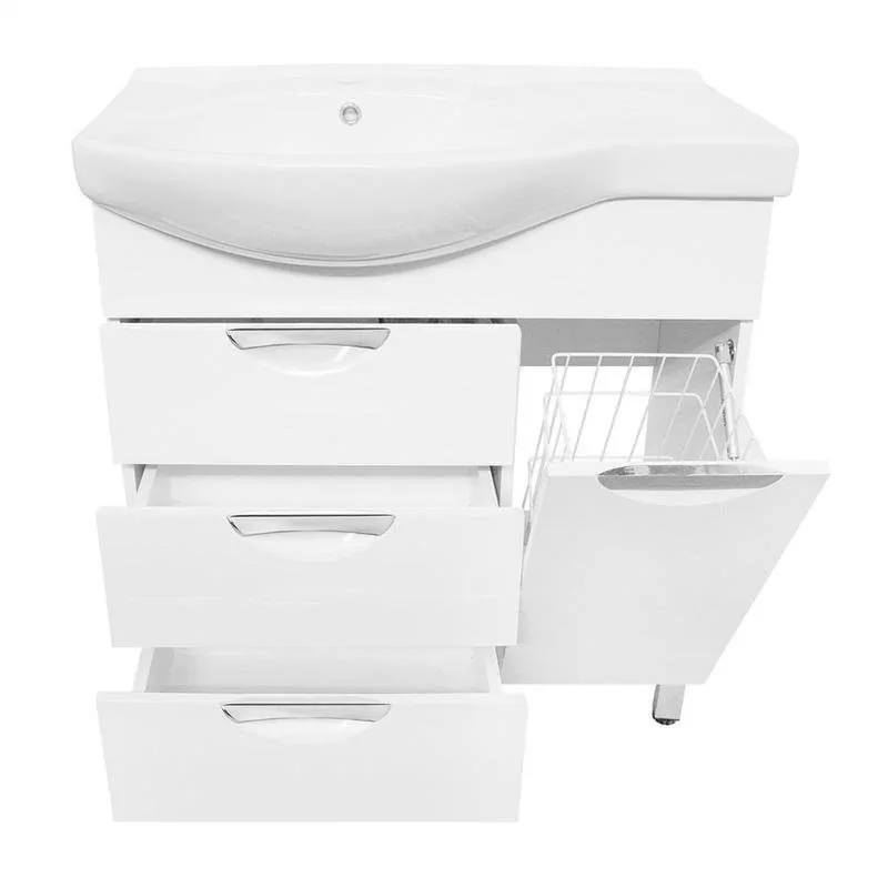 Тумба с раковиной Style Line Жасмин 82 R с корзиной, напольная, белая