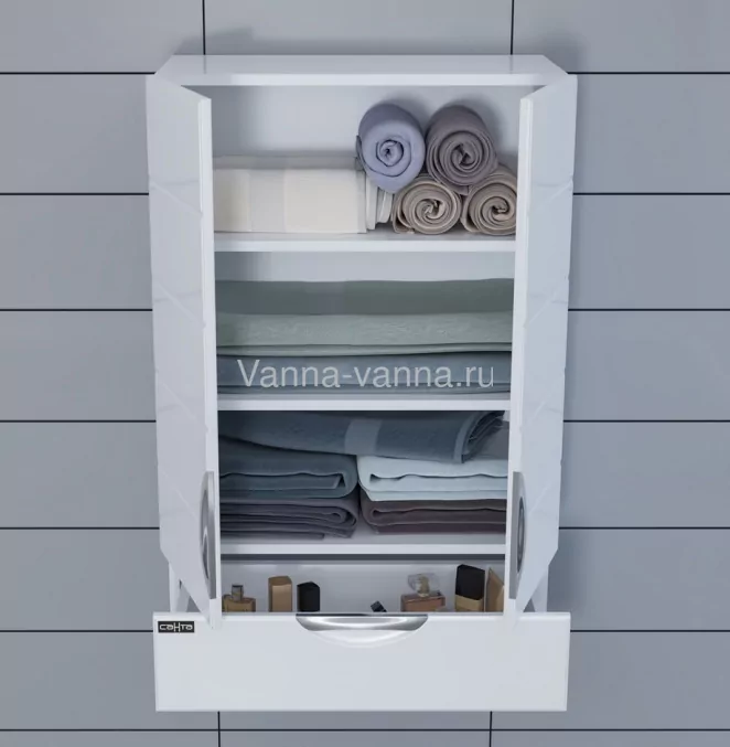 Шкаф навесной Санта Родос 60х90 с ящиком, белый