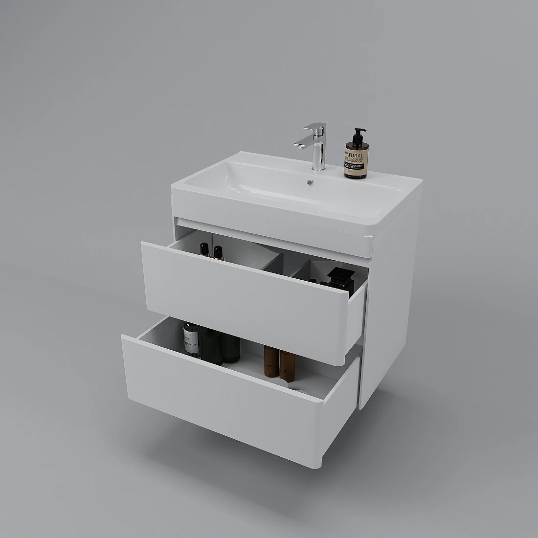 Тумба подвесная Style Line Атлантика 70 Plus Люкс с раковиной Атлантика 70, антискрейч, белый матовый от магазина Vanna-Vanna.ru!