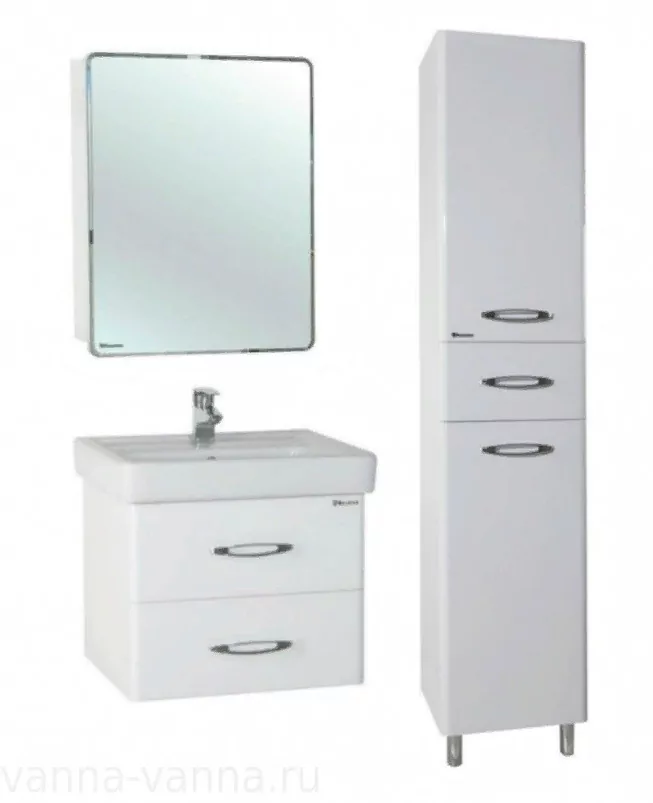 Тумба с раковиной Bellezza Джела 70 подвесная 2 ящика, белая