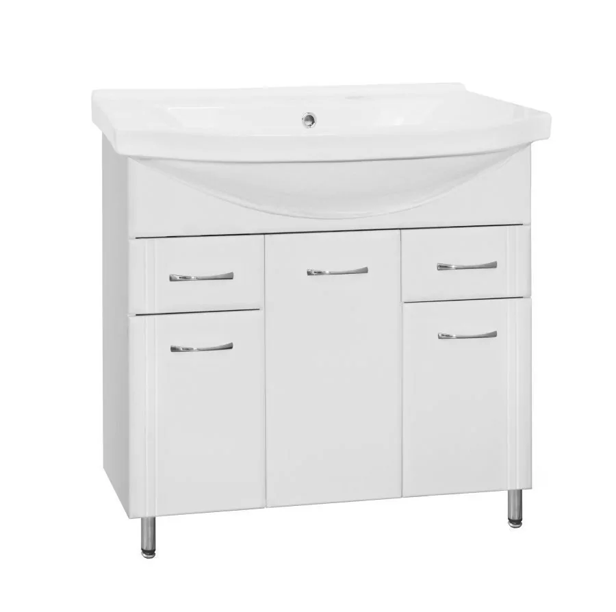 Тумба напольная Style Line Стандарт №26 90 с раковиной Эльбрус 90, белая