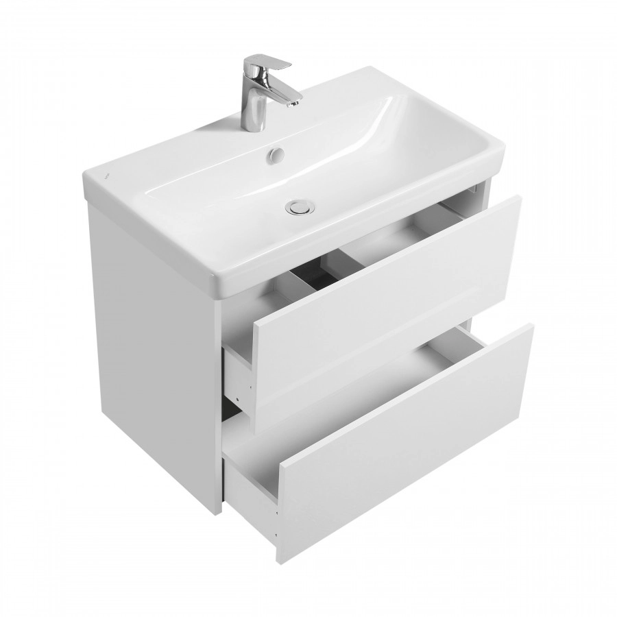 Тумба Aquaton Сканди Doors 80 с раковиной Адриана 80, 2 ящика, подвесная, белый