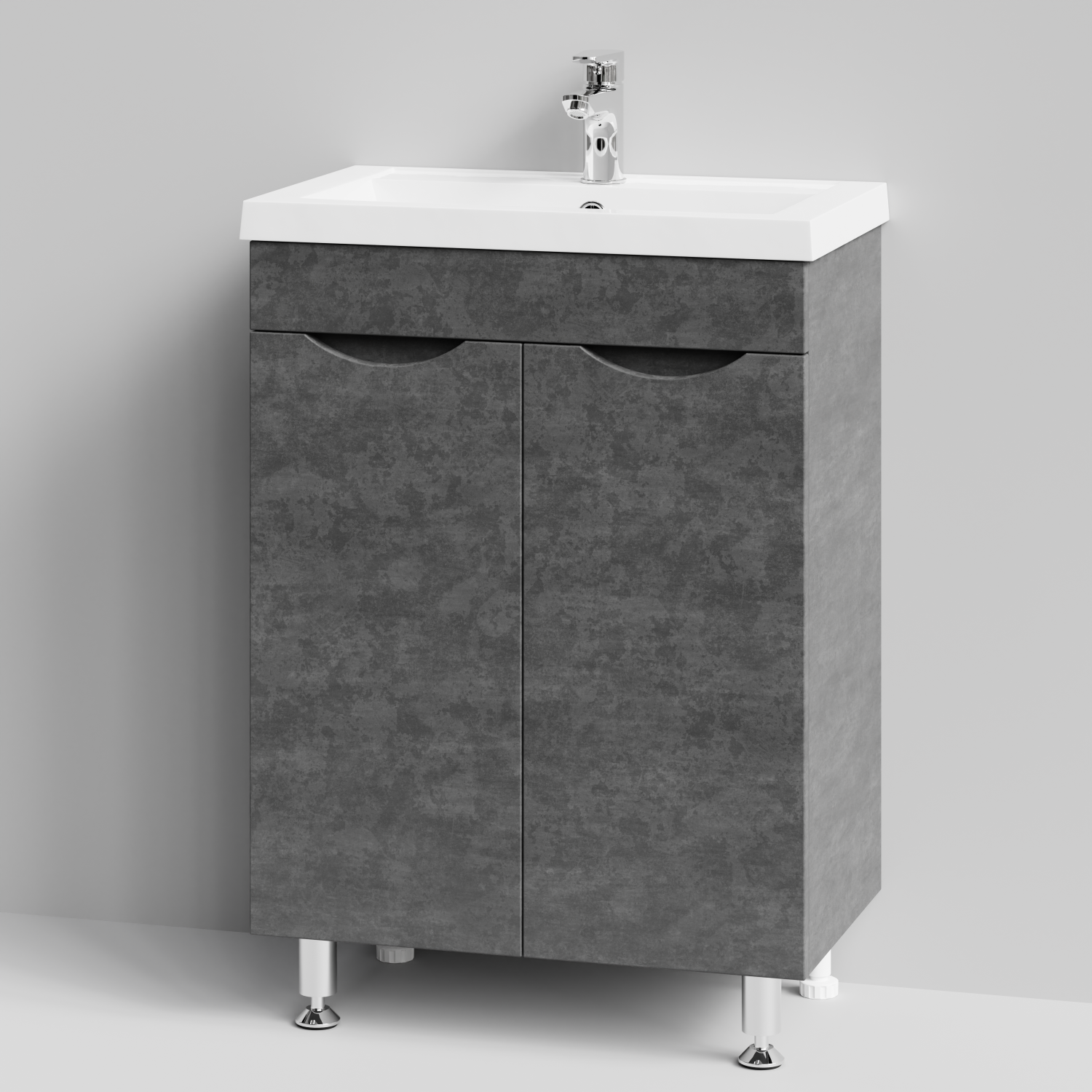 Тумба с раковиной Vod-ok Смайл 58 напольная, Серый камень