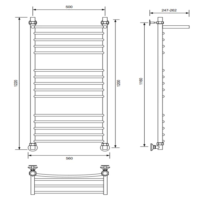 Полотенцесушитель водяной Veconi Nemi-B, 50/120, графит