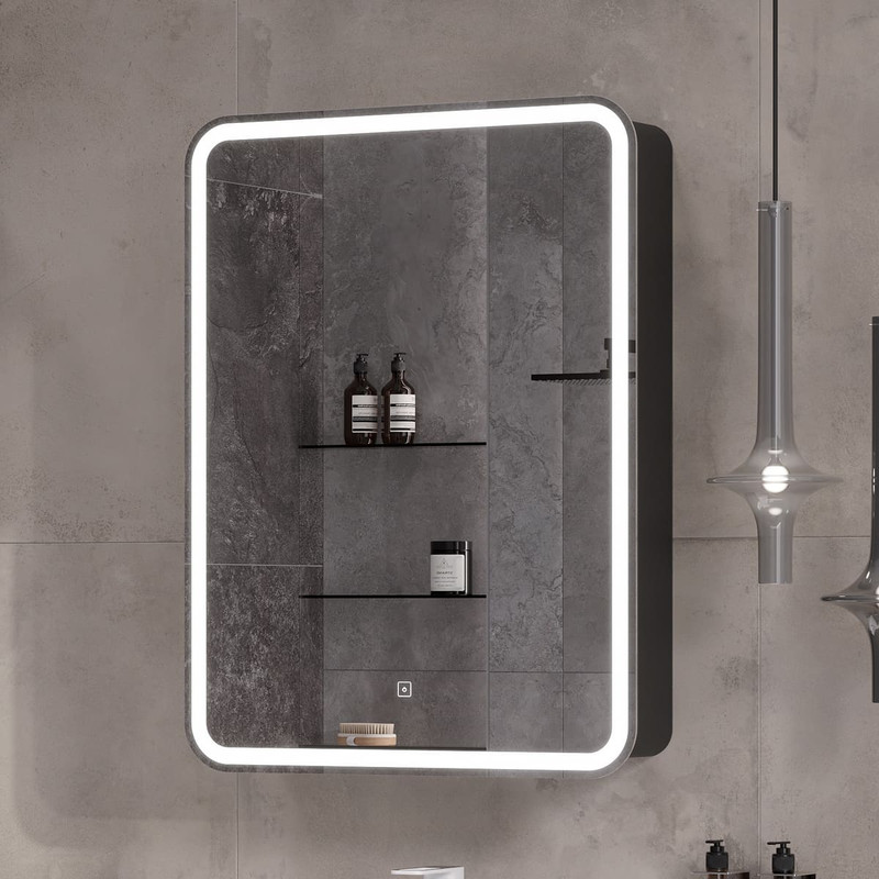 Зеркальный шкаф EQUIL Eltoro LED 60 черный софт, R