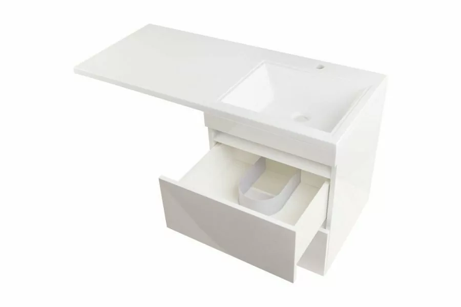 Тумба подвесная Style Line Даллас 115 Люкс Plus ПВХ с раковиной Даллас 115 под стиральную машину, правая, белая