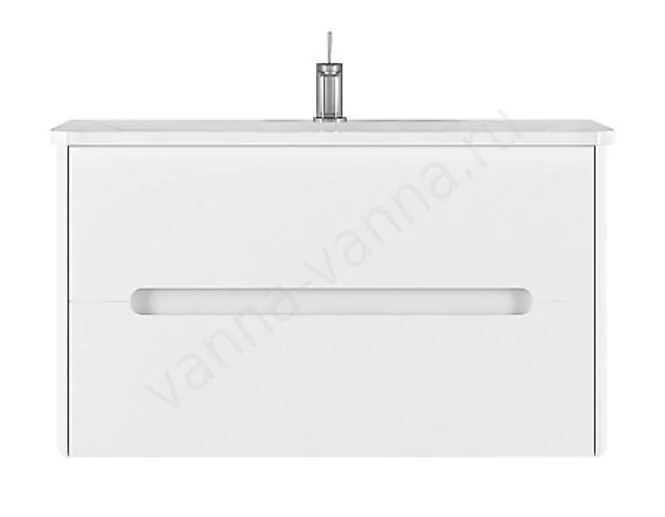 Тумба подвесная Vod-ok Elite Флорена 100 с раковиной Adel 100, белая