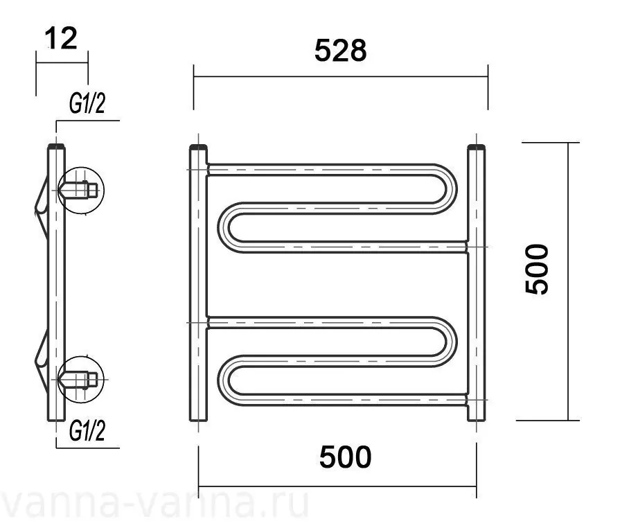 Полотенцесушитель водяной Domoterm Офелия П6 500x500 АБР античная бронза