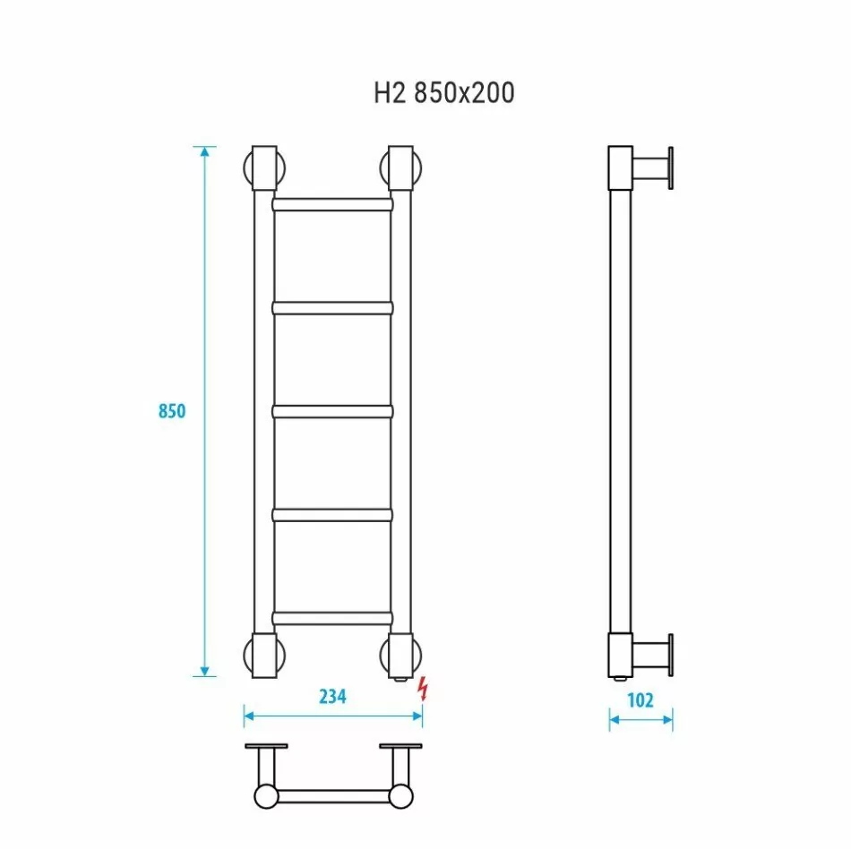 Полотенцесушитель электрический Energy H2 850x200 хром