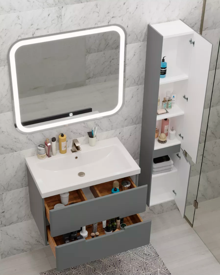 Тумба подвесная SanStar Noche 70 с раковиной Фостер 70 Графит софт
