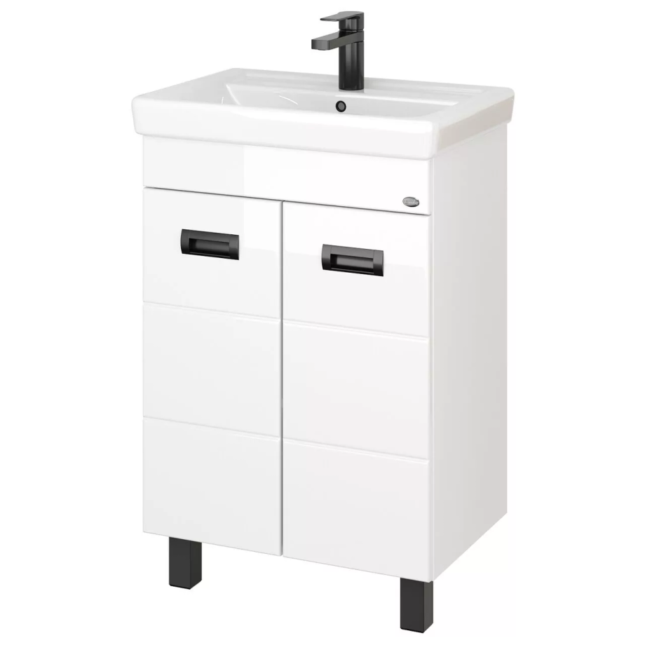 Тумба с раковиной Onika Балтика-Квадро Black 55.11 напольная, белая