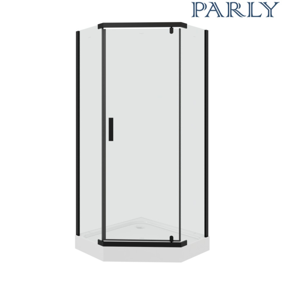 Душевой уголок PARLY ZPE911BF 90х90х192 пятиугольная, с поддоном, прозрачное стекло, черный